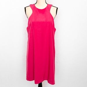Hot pink fuchsia sleeveless summer shift dress silky by Pearle 88 Juniors L